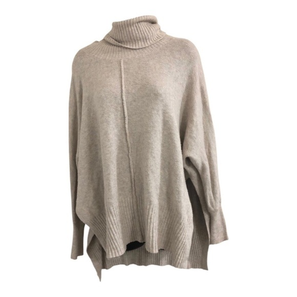 Jessica Simpson beige oversized poncho style split‎ sides long sleeve turtleneck - Picture 13 of 16